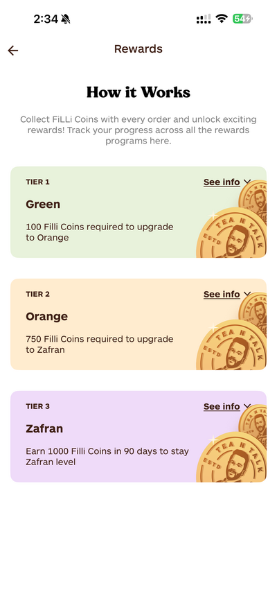 FiLLi App — Rewards Tiers